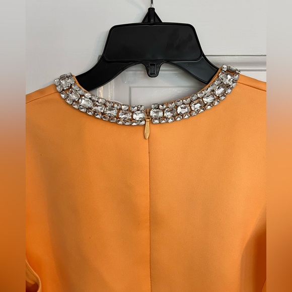 Vibrant Orange Embellished A-Line Midi Dress NWT - Picture 8 of 8